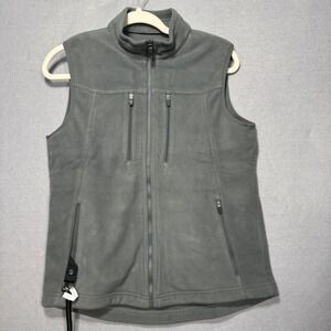 New SCOTTeVEST Mens Fireside Fleece Vest Gray Size M Full Zip Pockets Utility